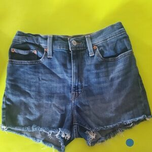 Levi's High Rise Jean Shorts Distressed, 27